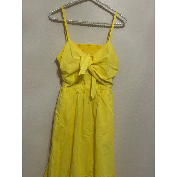 Joie Dress Size Small Cotton Bow Cut Out Back Sleeveless Summer Yellow Cute Midi - Picture 4 of 11